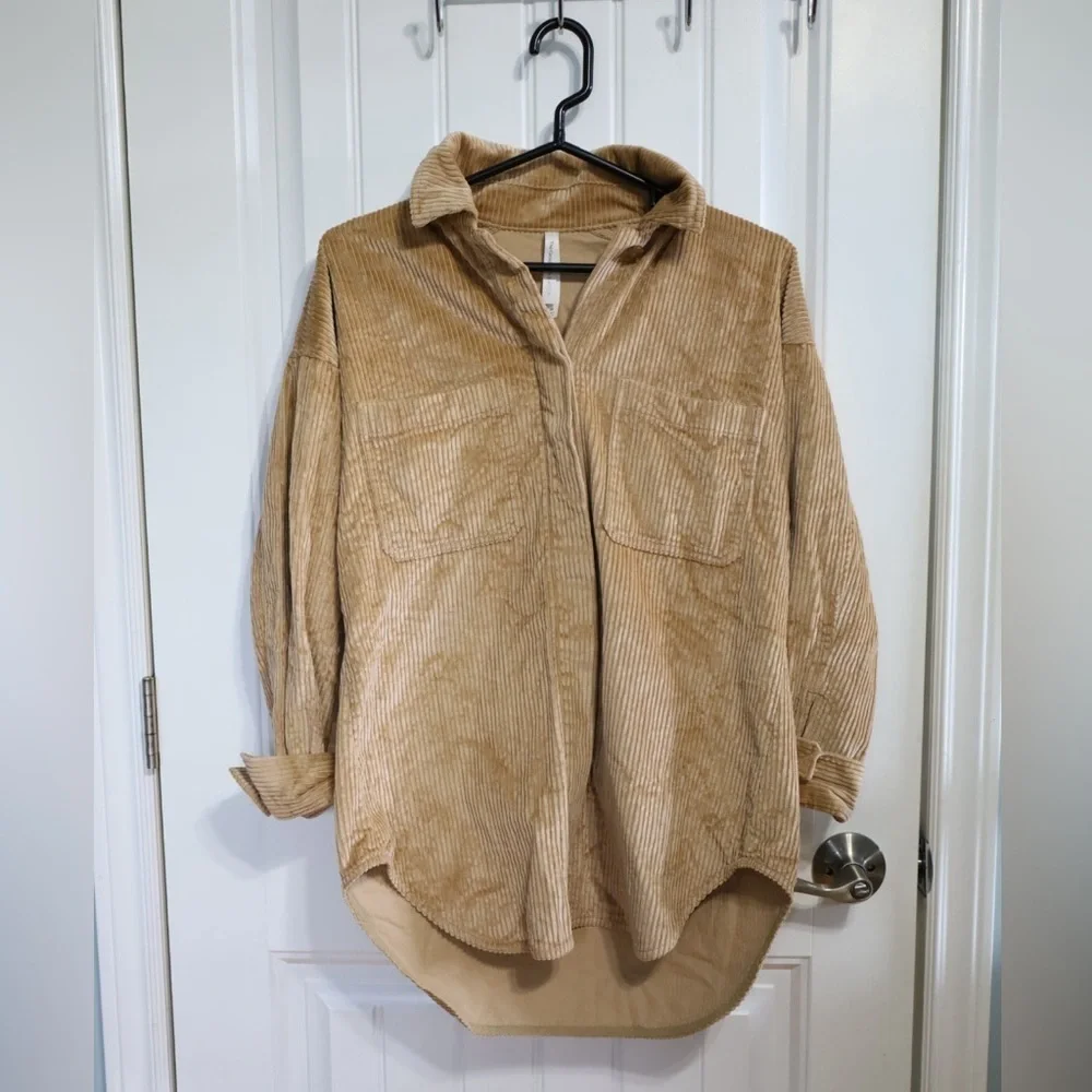 Aritzia The Group Babaton Oversized Brown/Tan Corduroy Jacket Womens Size XS - Picture 4 of 13